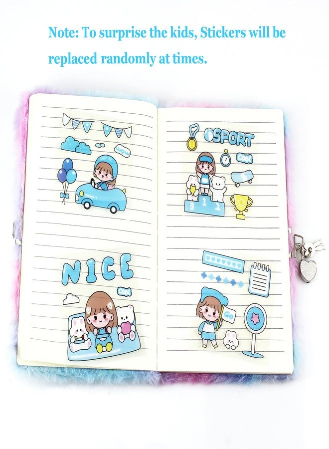 YankMooM Journal for Kids Diary with Lock for Girls, Fuzzy Secret Kids Journal Tie-Dye Notebook Gift for for Writing and Drawing, Hardcover Fluffy Bear Secret Diary with Stickers for Kids - Image 5